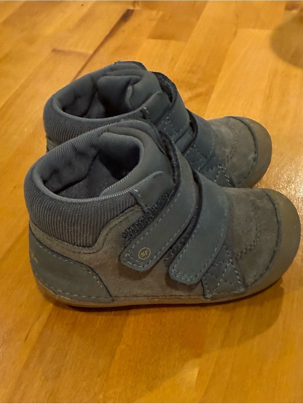 Stride Rite Toddler Gray Suede High-Top Boots with Hook & Loop Straps